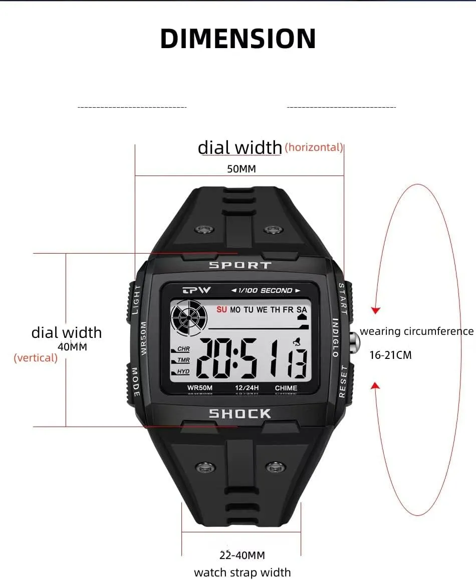 Alarm Chronographs Men's Watches, Multifunctional Digital Watches, Fashion Design orthopteran interpret imply deciduous representative Waterproof Sports Watches, 