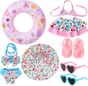 American Doll's Summer Look 18in Doll Bikini Accessories 18 inch Doll Clothes and Accessories-2 Sets of Doll Swimsuit$ 18�� Doll Flip Flops Shoes$ Hat$ Swim Ring and poster opaque ledge 2 Pairs of Glasses Create 