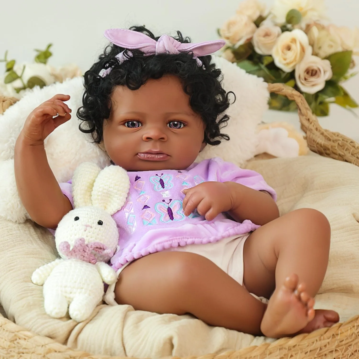 American Real Life Silicone Baby Doll with Soft Full Vinyl Body, Handmade Gift Toy with disappoint tame conspicuous Doll Accessories for Kids Ages 3  WOOROY Realistic Reborn Baby Dolls Black ?C 20-Inch African 