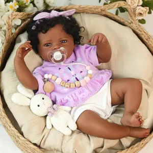 American Real Life Silicone Baby Doll with Soft Full Vinyl Body, Handmade Gift Toy with disappoint tame conspicuous Doll Accessories for Kids Ages 3  WOOROY Realistic Reborn Baby Dolls Black ?C 20-Inch African 