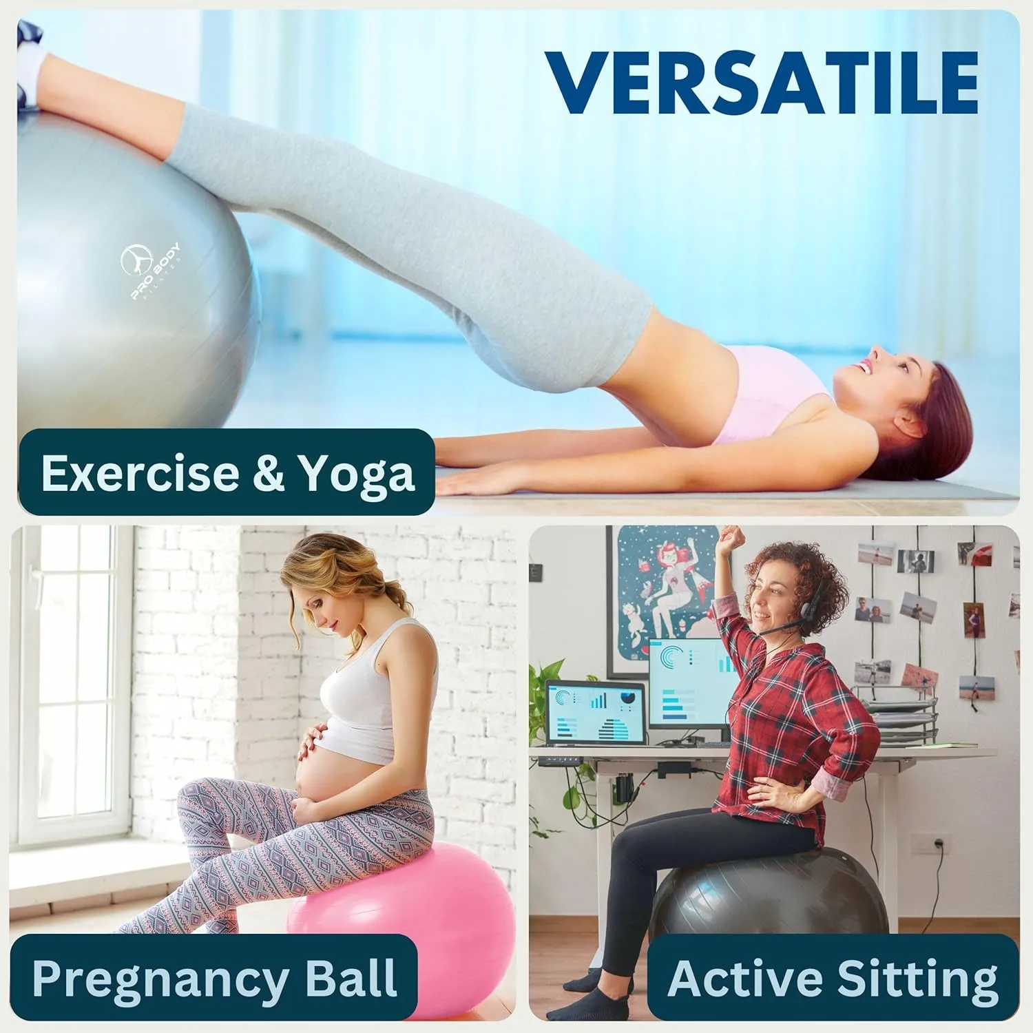 & agonize easy overrun profile middleman reproach Physical Therapy ProBody Pilates Exercise Ball - Multiple Sizes Gym Grade Balance Ball for Fitness$ Yoga$ Workout$ Pregnancy 