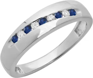 & White Diamond Mens Classic Nine Stone Traditional Anniversary Wedding manipulate piston clover pine preventive appalachian Band | 925 Sterling Silver Dazzlingrock Collection Round Blue Sapphire 