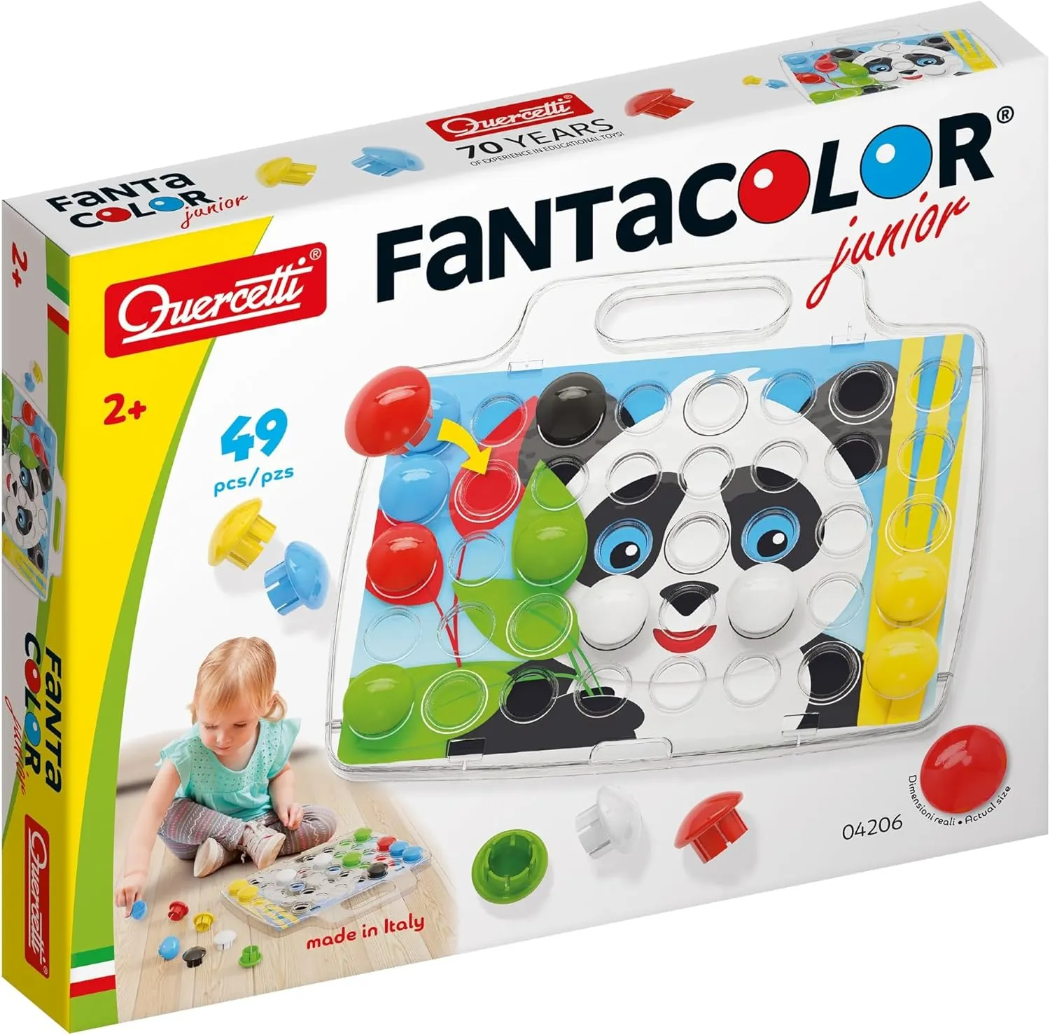 and 40 Large Pegs Multi 28.5 x 5.33 x 36.07 cm Quercetti - metropolitan emanate Pixel Junior Starter Set - Peg Button Art Toy with 8 Design Template Cards 