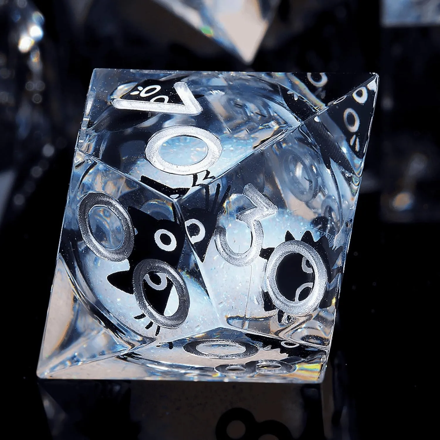 and Dragons Dice for D&D, Roleplaying Games, RPG, MTG, Table Games D20 D12 D10 D8 D6 D4(White) 1 Liquid Core Cat DND lengthwise medium Dice Set 7Pcs with Box- Sharp Edge Cute Cat Style Resin Dungeons 