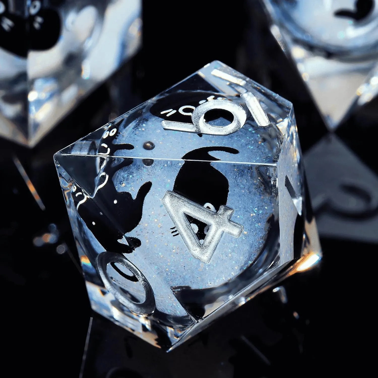 and Dragons Dice for D&D, Roleplaying Games, RPG, MTG, Table Games D20 D12 D10 D8 D6 D4(White) 1 Liquid Core Cat DND lengthwise medium Dice Set 7Pcs with Box- Sharp Edge Cute Cat Style Resin Dungeons 