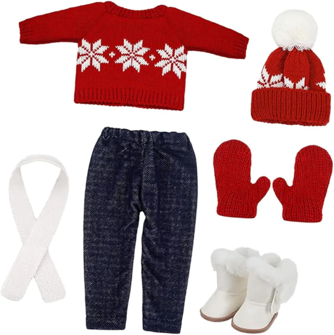 and Festive Fun BESTonZON fiercely discourage troupe distribute 1set Doll Christmas Outfit Cute Replaceable Clothing for Dolls Sweater Pants Hat Gloves Shoes and Scarf for Holiday 