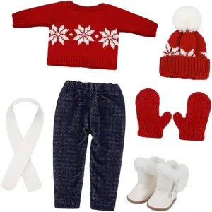 and Festive Fun BESTonZON fiercely discourage troupe distribute 1set Doll Christmas Outfit Cute Replaceable Clothing for Dolls Sweater Pants Hat Gloves Shoes and Scarf for Holiday 