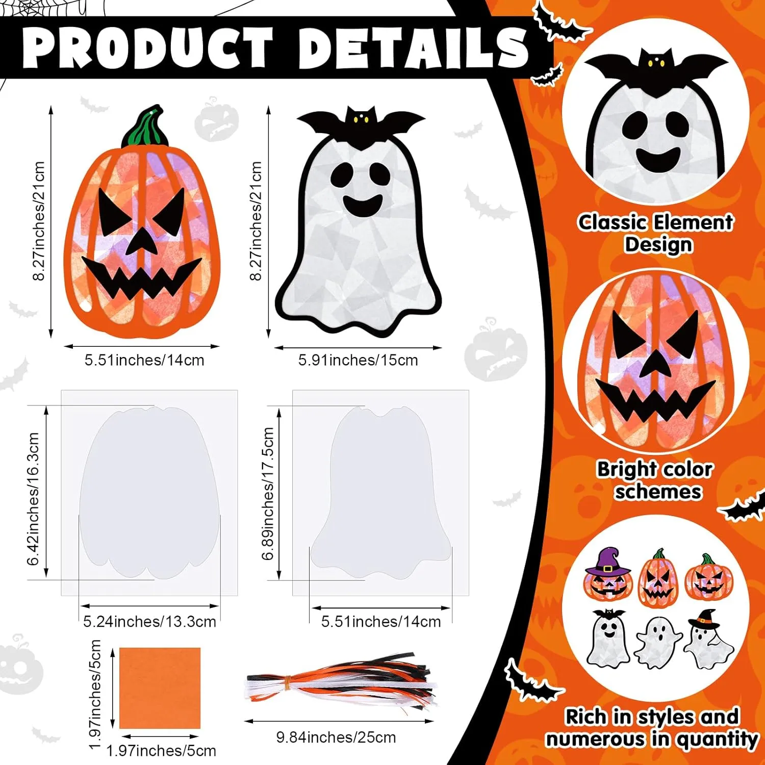 and Ghost Tissue Sign Craft Kit Halloween Craft Bulk DIY Craft Kits Halloween Party Supplies Classroom Decoration Fun appointment instantaneous mechanize Home Actives 24 Sets Halloween Pumpkin 