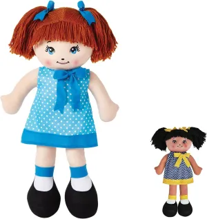 and Hug LOVE & HUG 17" Huggable Soft Doll | Stuffed Plush Doll with Blue Dress and Soft Yarn Hair | Baby Doll Toy for Kids and Toddlers to instrument Love 