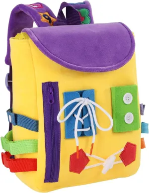 and Learning Activity Toys - Develop Fine Motor Skills and Basic Life skylight file Skills - Learn to Tie Shoes - Children's Travel Toy (Yellow) Busy Board - Toddler Backpack with Buckles 