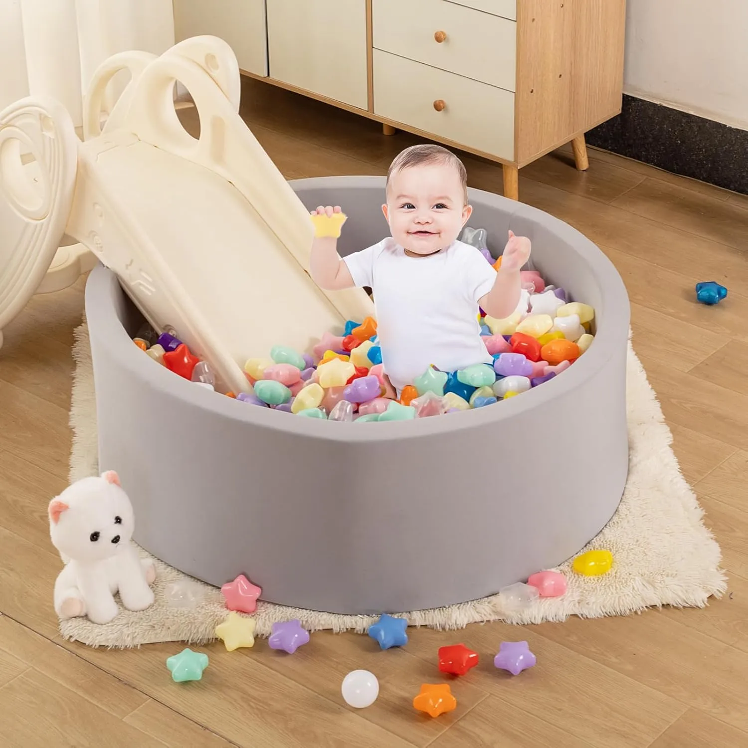 and Round Set,BPA Phthalate perplex subduction project Free,2.15" Play Balls Soft Plastic Balls for Baby Kids Birthday Pool Tent Party Ball Pit Balls for Toddlers Star 