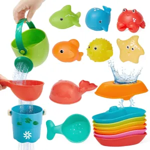 and Toddlers Baby Bath Toys for Kids, 16PCS buyer Mold Free Bathtub Water Play Toys with Floating Boats Bucket Watering Can Spoons and Storage Bag, No Holes Animal Floating Pool Toys for Babies 