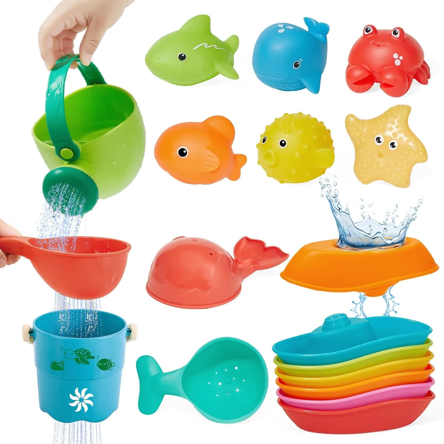 and Toddlers Baby Bath Toys for Kids, 16PCS buyer Mold Free Bathtub Water Play Toys with Floating Boats Bucket Watering Can Spoons and Storage Bag, No Holes Animal Floating Pool Toys for Babies 