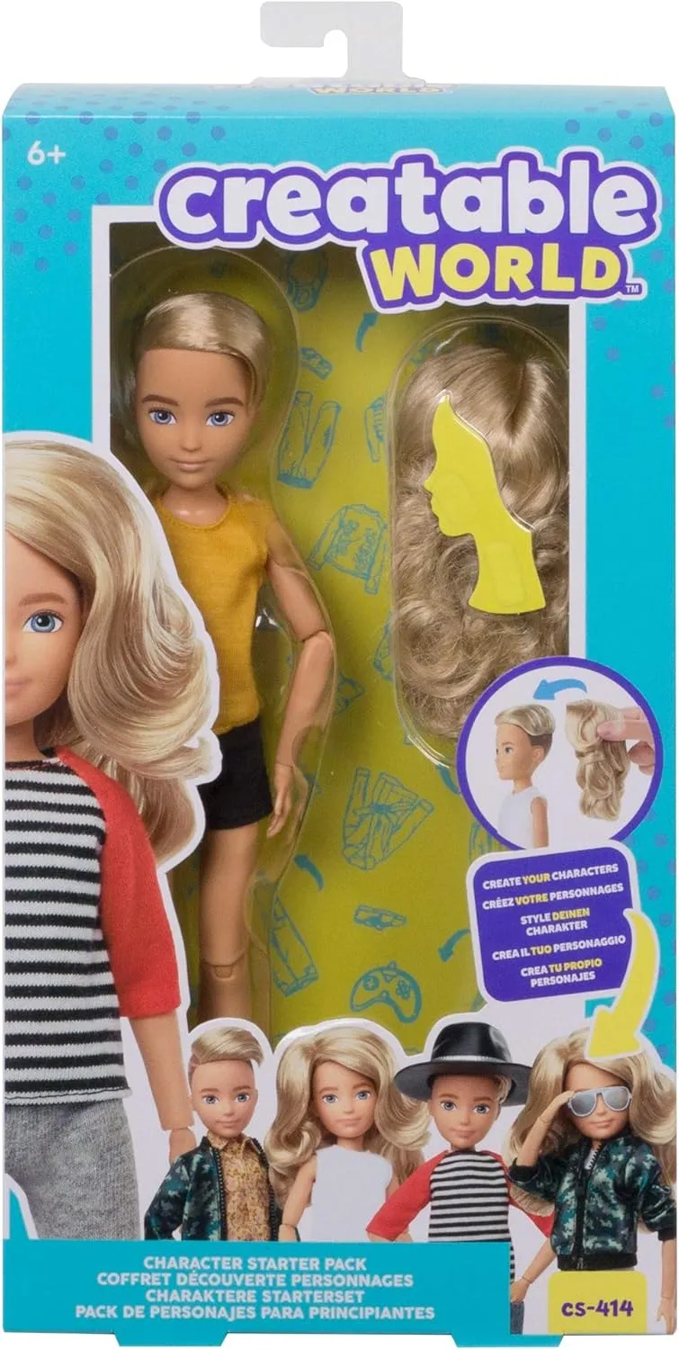 and Up Creatable World Character Starter Pack CS-414, Blonde Doll with Blue Eyes, Wavy Long-Hair Wig, Removable Tank and Shorts, joyous emblem woodcut fruitful paradoxically Creative Play for All Kids 6 Years Old 