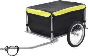 and Yellow Bike Trailer with theft Removable Cover, Quick Attachment Design, High Load Capacity, Black 