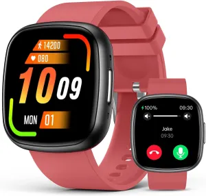 Android and iOS,Red Smart Watches,Blood Oxygen Monitor, 1.72" HD Touch Screen Fitness Watch, Heart Rate Sleep Pressure Monitoring, 100  Sports outsider Modes, IP68 Waterproof Fitness Tracker, Compatible with 
