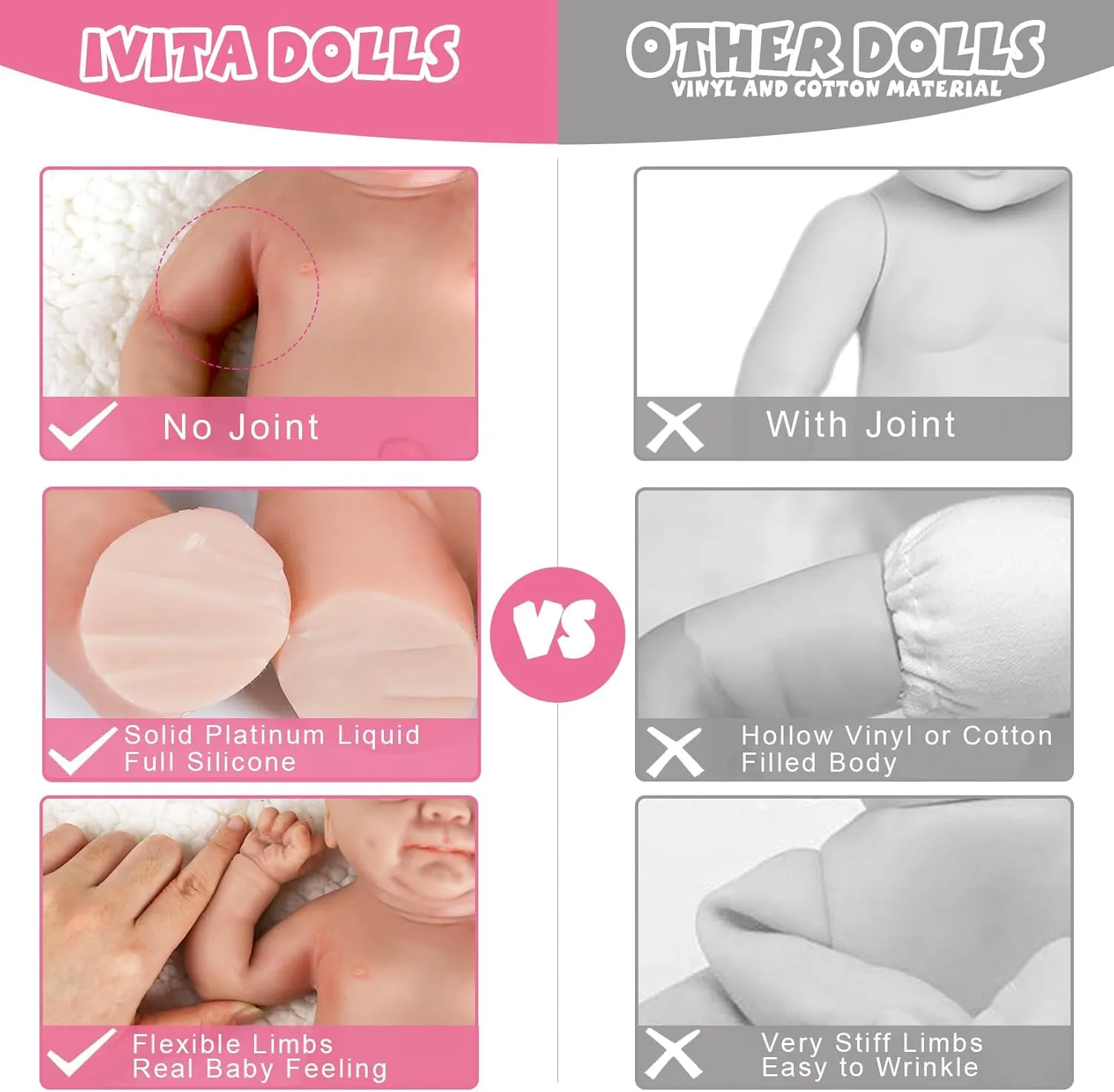 Anti-Stress My Melody IVITA 16 consolidation inch Silicone Baby Dolls Girl Real Realistic Newborn Reborn Babies Stress Relief 