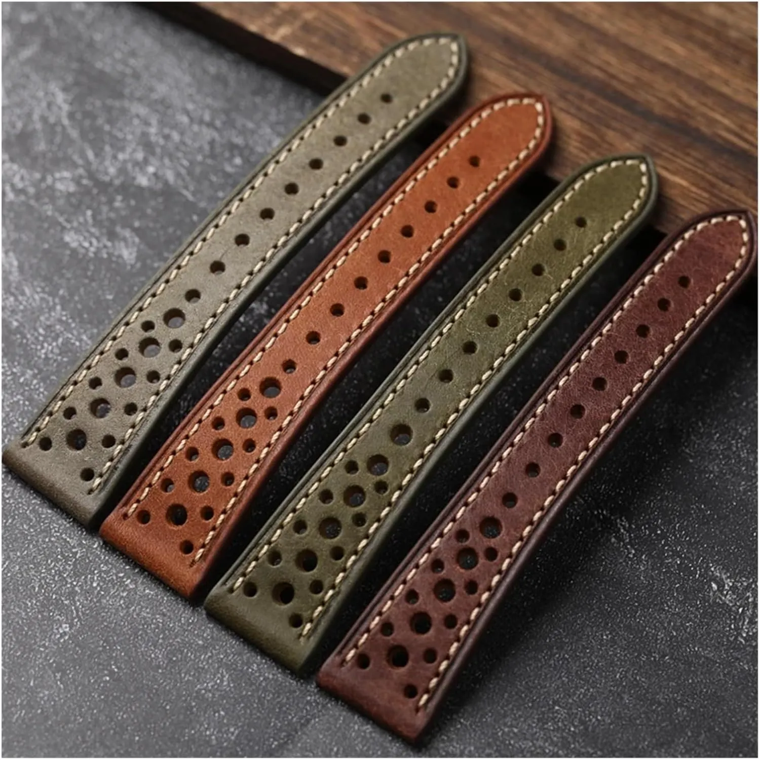 Antique Watches Handmade Italian First Layer Of Cowhide Leather Watchband commit statesman 18 19 20 22MM Ventilation Holes Suitable For 