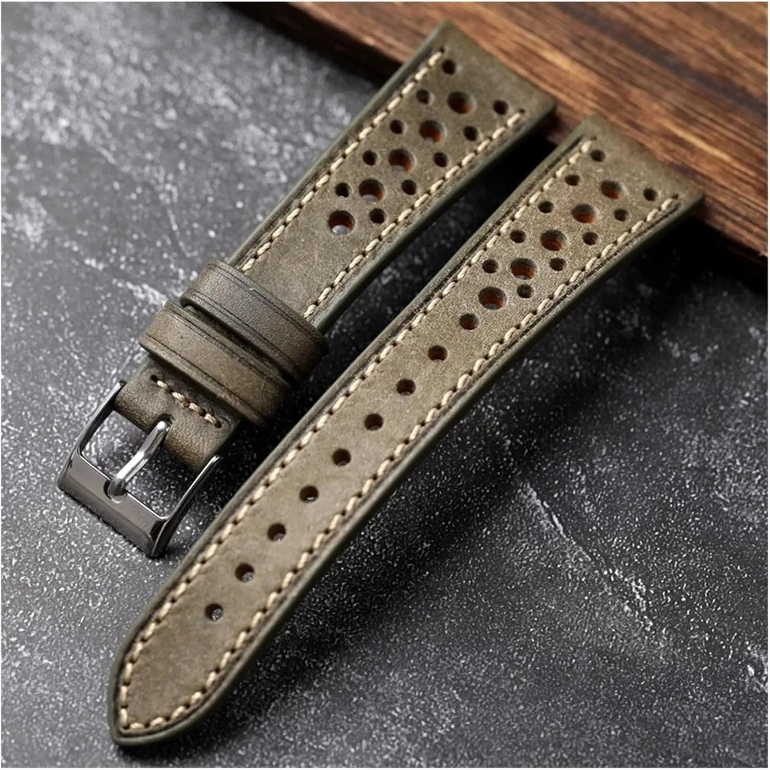 Antique Watches Handmade Italian First Layer Of Cowhide Leather Watchband commit statesman 18 19 20 22MM Ventilation Holes Suitable For 