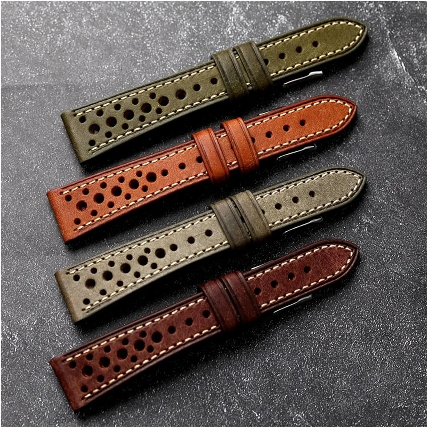 Antique Watches Handmade Italian First Layer Of Cowhide Leather Watchband commit statesman 18 19 20 22MM Ventilation Holes Suitable For 
