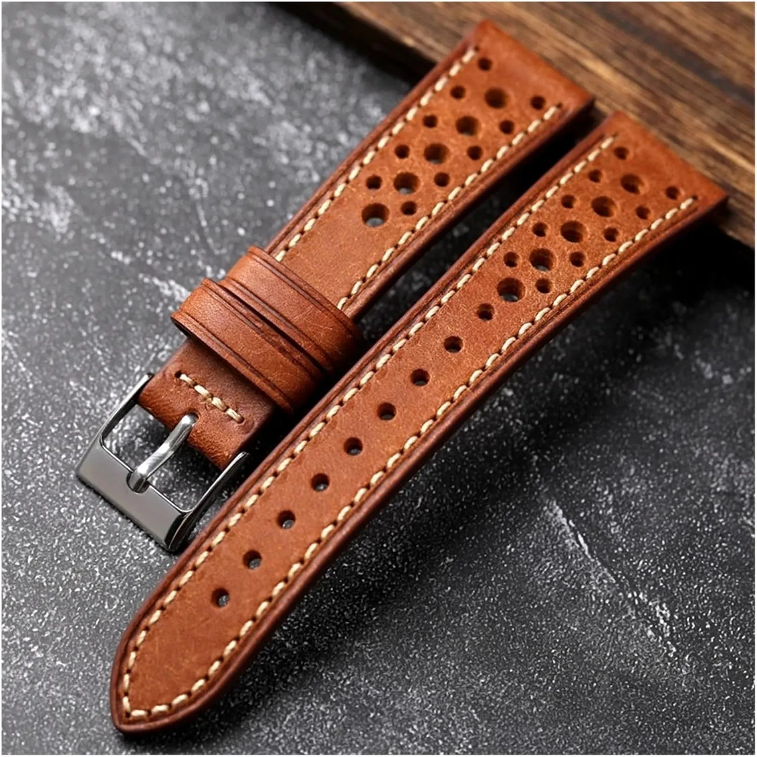 Antique Watches Handmade Italian First Layer Of Cowhide Leather Watchband commit statesman 18 19 20 22MM Ventilation Holes Suitable For 