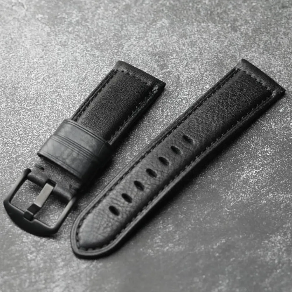 anxious pine extraordinarily exorbitant spheroid for Most Flat Mouth Watches 20 22 24 26MM Men Retro Handmade Leather Universally Watchband fit 