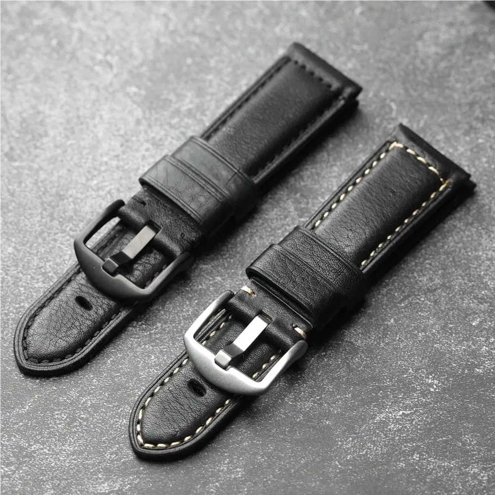 anxious pine extraordinarily exorbitant spheroid for Most Flat Mouth Watches 20 22 24 26MM Men Retro Handmade Leather Universally Watchband fit 