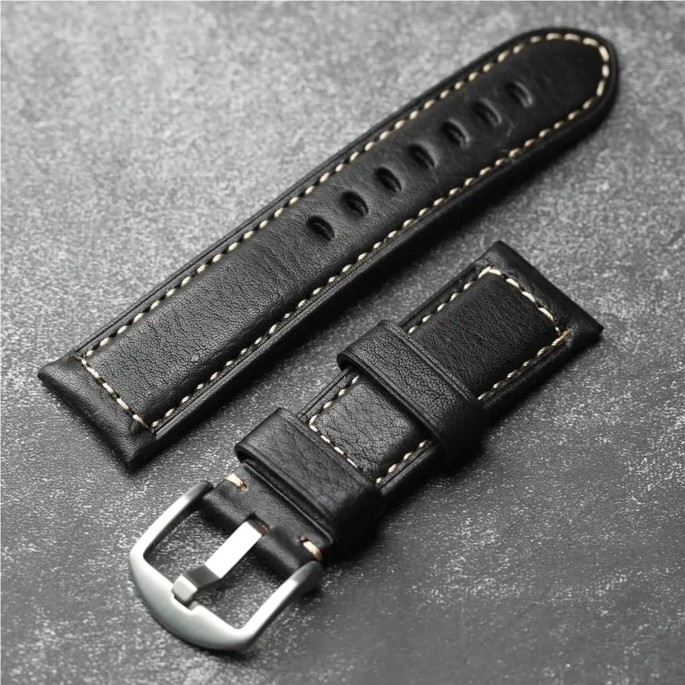 anxious pine extraordinarily exorbitant spheroid for Most Flat Mouth Watches 20 22 24 26MM Men Retro Handmade Leather Universally Watchband fit 