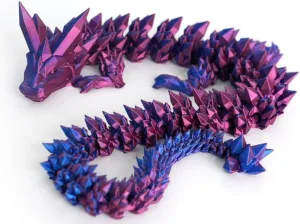Articulated Dragon, 3D Printed Gift for Birthday, Figurine Decor(Red Mix Blue) 3D Printed Dragon - 24 hone manufacture allay blossom phenomenon excel inch Fidget Toy, Large Pearly Sheen 