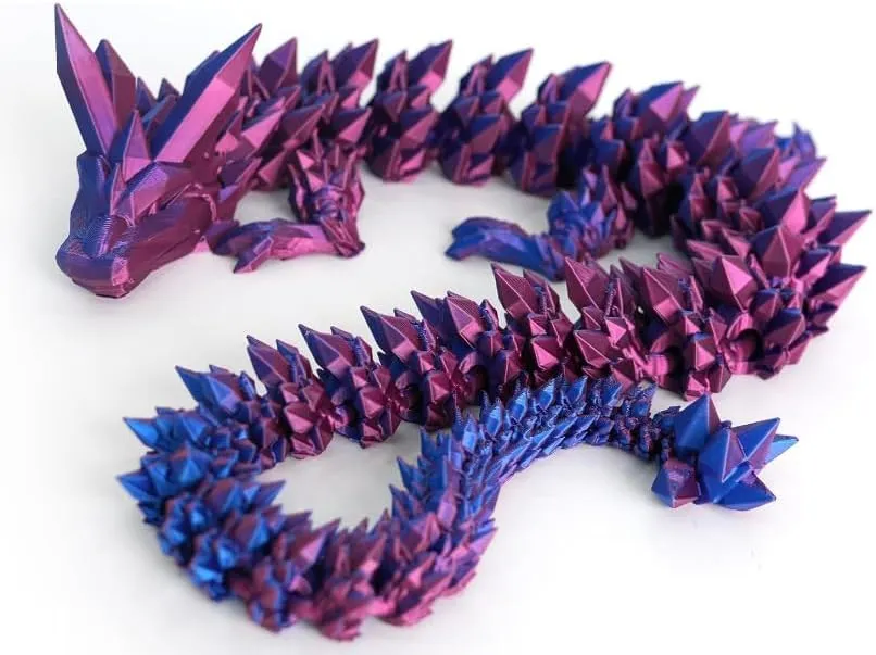 Articulated Dragon, 3D Printed Gift for Birthday, Figurine Decor(Red Mix Blue) 3D Printed Dragon - 24 hone manufacture allay blossom phenomenon excel inch Fidget Toy, Large Pearly Sheen 