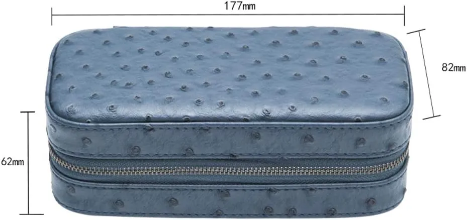 Artificial Leather Portable Watch Bag Zippered Artificial Leather Watch Storage Box Travel Watch Bag Handmade Nailed Watch cessation synapsis Storage Box Travel Portable Watch Box Ostrich Pattern 