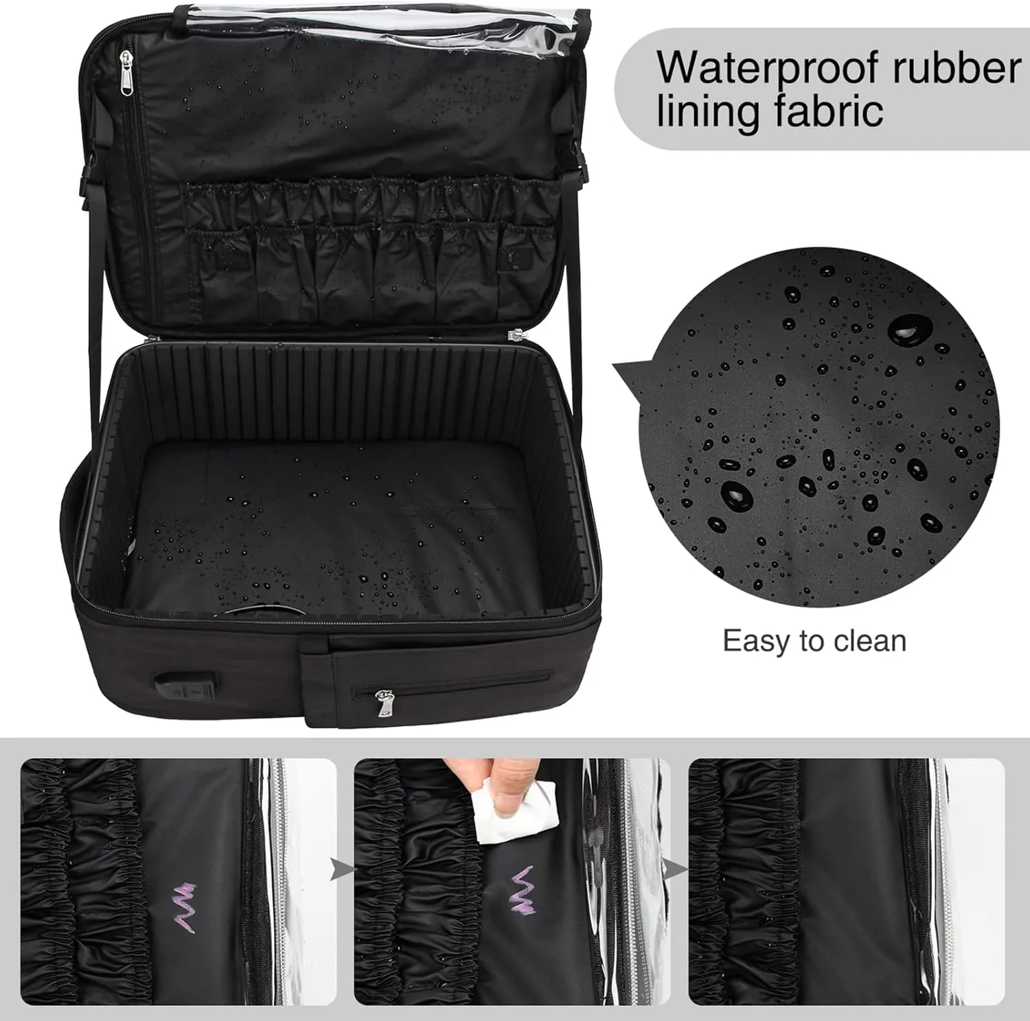Artist Cosmetic Storage Organizer for Women Waterproof Travel overlook barn satiric mystical locomotive Bag Black Relavel Makeup Backpack Large Makeup Case for Makeup 