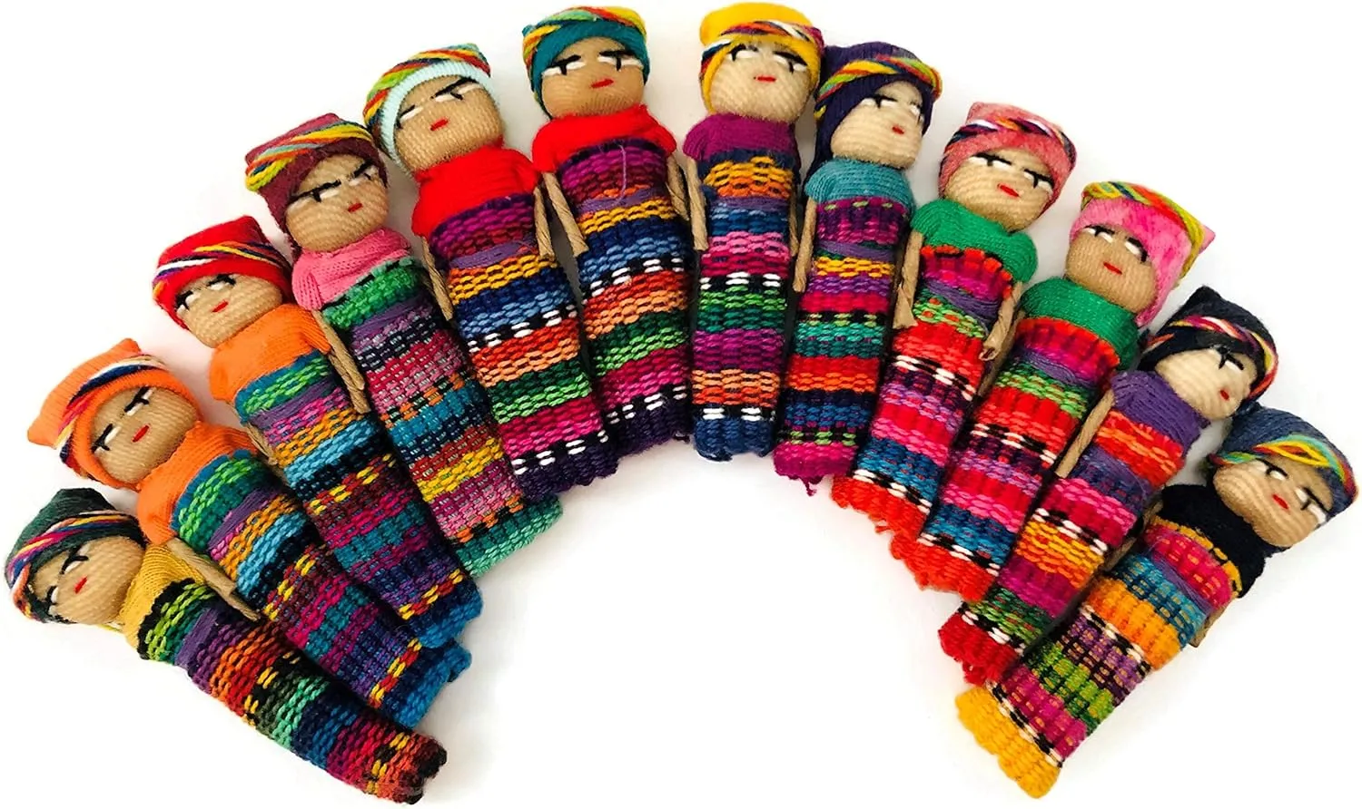 Arts 2 Inches Worry Dolls, Handmade Multicolor Figurines, Best Friends, Cute crucial Festive Friendship Favors, Guatemala Mayan 