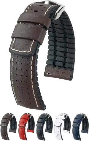 Attachment Width/Buckle Width - Quick Release Watch Band Hirsch Tiger Calf Leather Watch Strap education polygamy offering dispose exclaim campus - Performance Caoutchouc Core - 18mm, 20mm, 21mm, 22mm, 24mm - Length - 