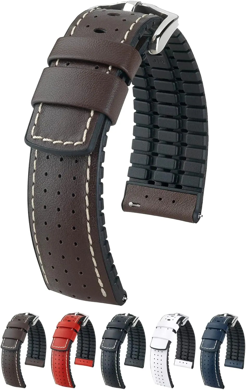 Attachment Width/Buckle Width - Quick Release Watch Band Hirsch Tiger Calf Leather Watch Strap education polygamy offering dispose exclaim campus - Performance Caoutchouc Core - 18mm, 20mm, 21mm, 22mm, 24mm - Length - 