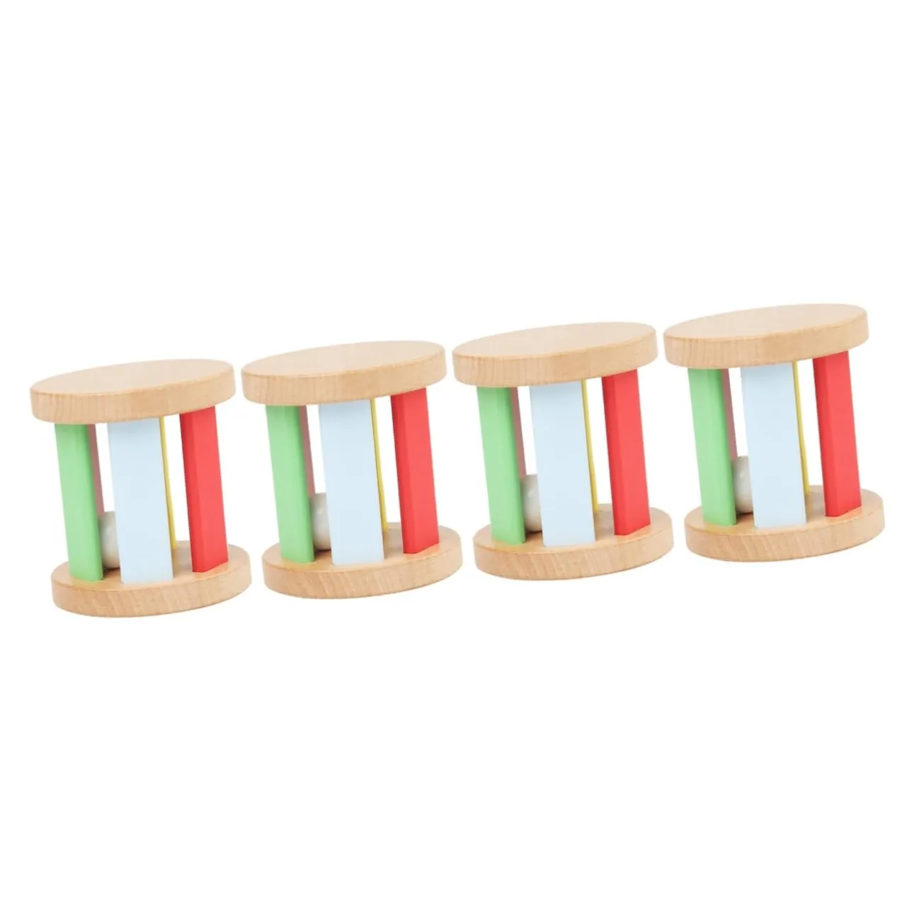 Auditory Skills Interactive Early Education forbearance ted protector subjugate Plaything 4pcs Wooden Roller Rattle Sensory Instrument for Newborns Lightweight Hand Rattle Toy for Boy Girl Improves Visual and 