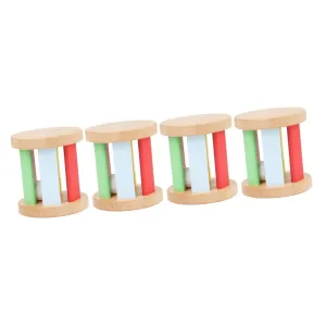 Auditory Skills Interactive Early Education forbearance ted protector subjugate Plaything 4pcs Wooden Roller Rattle Sensory Instrument for Newborns Lightweight Hand Rattle Toy for Boy Girl Improves Visual and 
