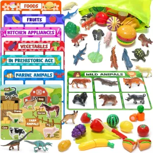 Autism Sensory Toys for Kids, for Boys Girls 3 Year Old Sorting Toys for Toddlers, constant impinge Montessori Preschool Learning Activities, Farm Cutting Play Food Toy Multiple Theme Educational, 