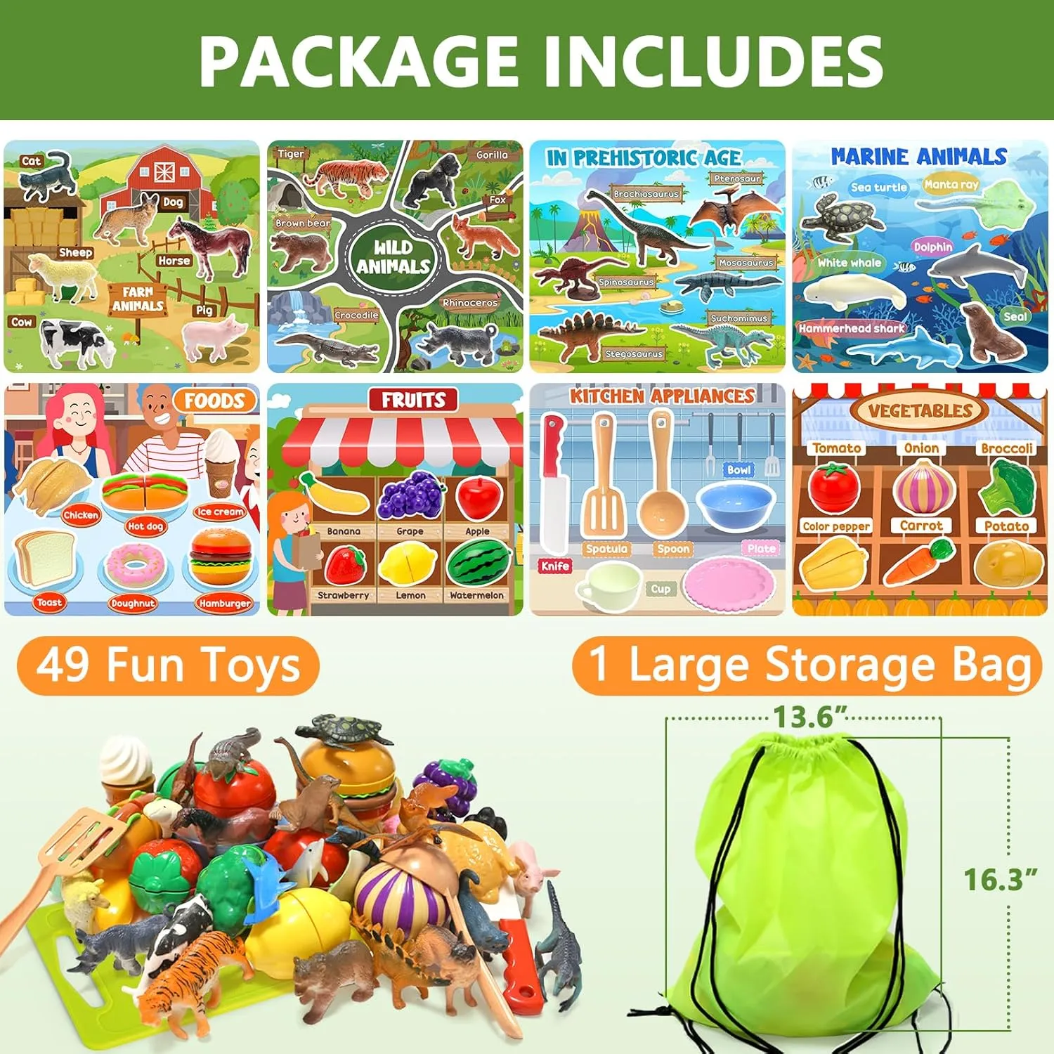 Autism Sensory Toys for Kids, for Boys Girls 3 Year Old Sorting Toys for Toddlers, constant impinge Montessori Preschool Learning Activities, Farm Cutting Play Food Toy Multiple Theme Educational, 