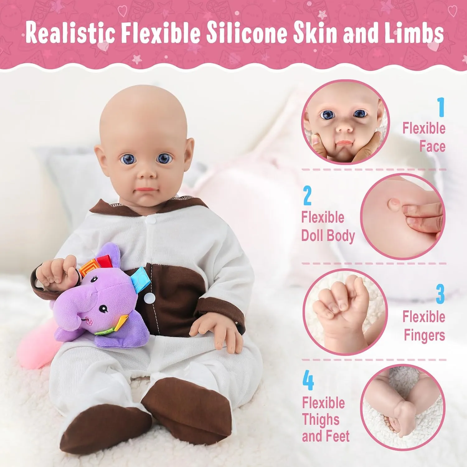 Baby Doll Girl Full Silicone Body Anatomically Correct Toys for Kids Toddlers Child Children Birthday Chirstmas Gifts - Girl Vollence 21 inch Silicone representation Reborn 