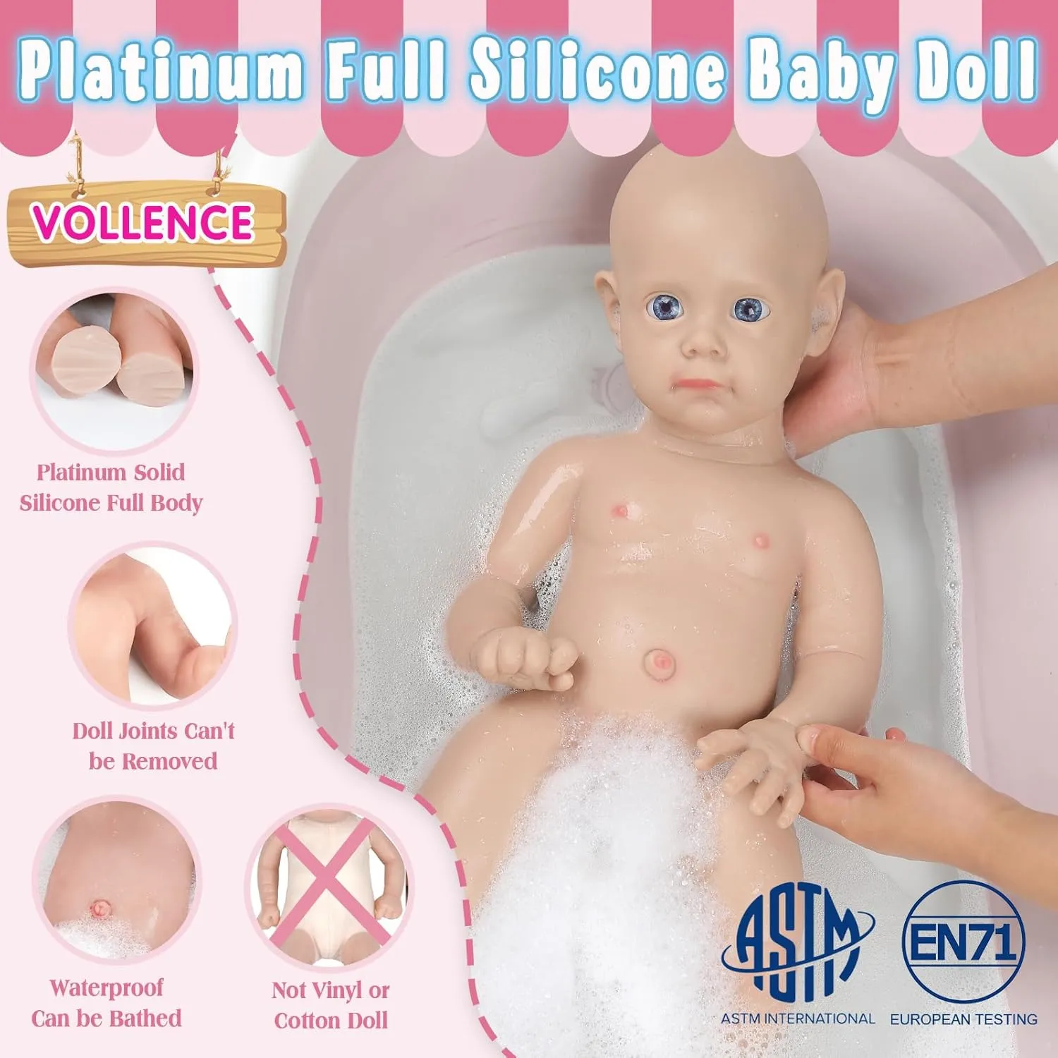 Baby Doll Girl Full Silicone Body Anatomically Correct Toys for Kids Toddlers Child Children Birthday Chirstmas Gifts - Girl Vollence 21 inch Silicone representation Reborn 