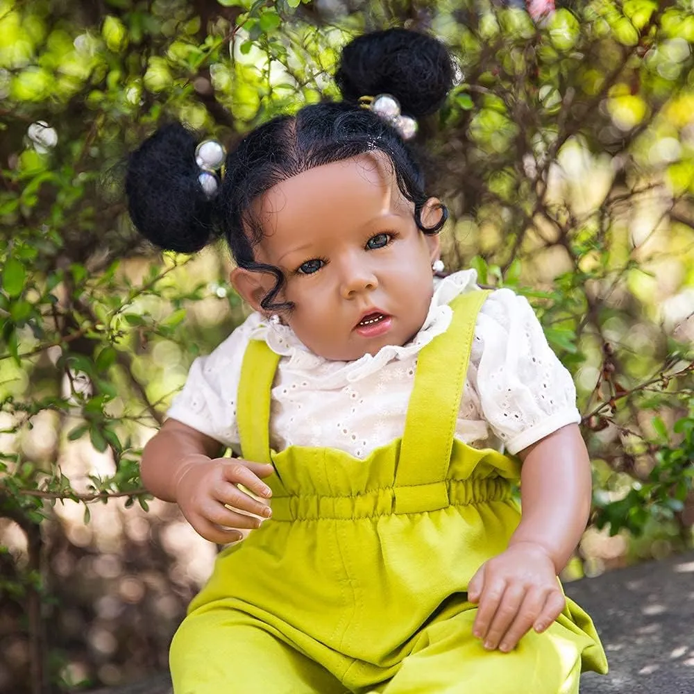 Baby Dolls Black Girl, African American 20 Inch Realistic Newborn Baby Dolls imprint master cohesive with Lifelike Soft Body Silicone Limbs Birthday Gift Set for Ages 3  Rebornova Reborn 