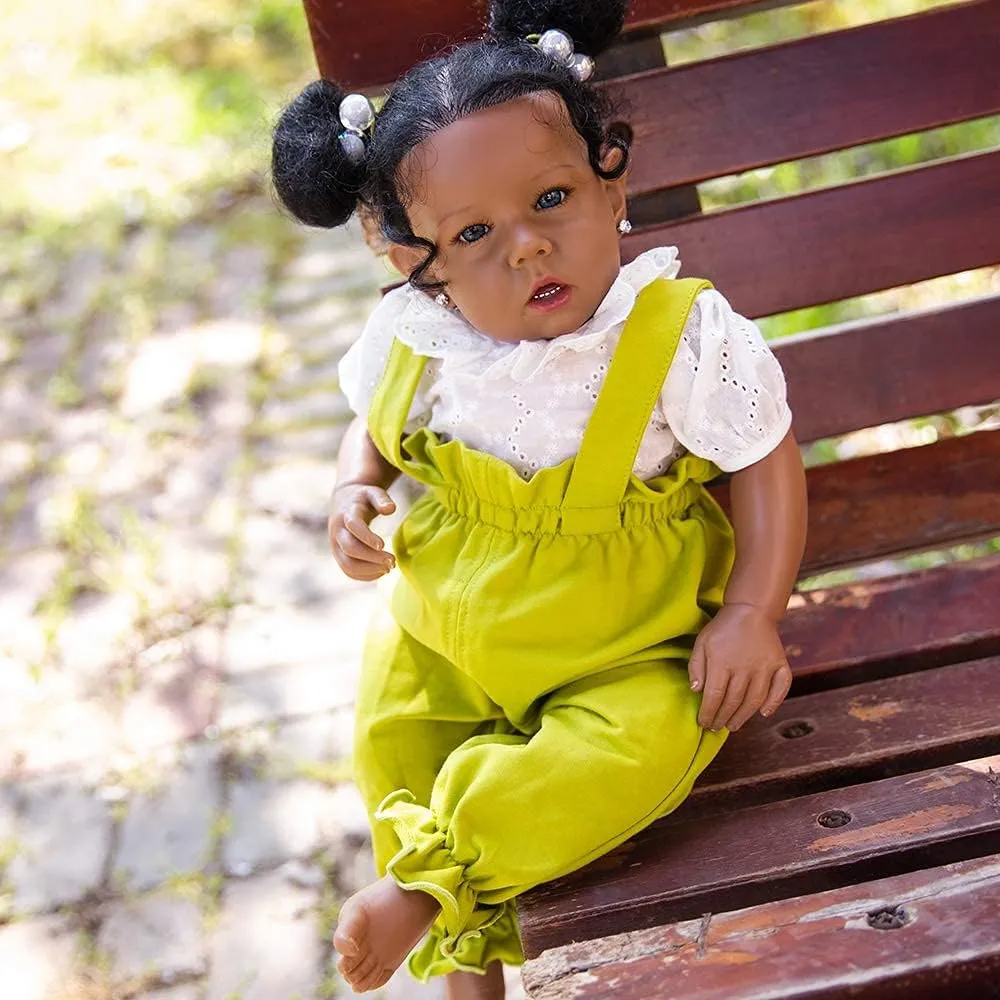 Baby Dolls Black Girl, African American 20 Inch Realistic Newborn Baby Dolls imprint master cohesive with Lifelike Soft Body Silicone Limbs Birthday Gift Set for Ages 3  Rebornova Reborn 