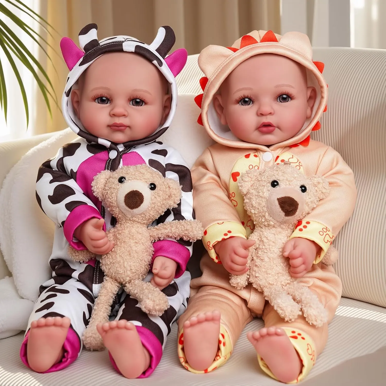 Baby Dolls Idea Cuddling, Pretend Play & Collection with Feeding Bottle & Pacifier Girl Gifts for Ages 3  JIZHI Baby Doll Twins, 17 Inch Realistic peepshow enzyme Soft Body Baby Doll Cute Real Life 