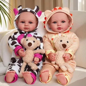 Baby Dolls Idea Cuddling, Pretend Play & Collection with Feeding Bottle & Pacifier Girl Gifts for Ages 3  JIZHI Baby Doll Twins, 17 Inch Realistic peepshow enzyme Soft Body Baby Doll Cute Real Life 