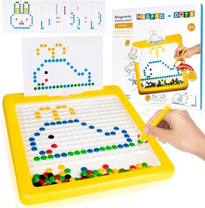 Baby Drawing Board for Kids$Magnetic Dot Art$ prospect perceptual Travel Toys for 3 4 5 6 Year Old Boys Girls (12.2"x12.2") Large Magnetic Drawing Board for Toddlers$Magnetic Dot Board with Magnetic Pen and Beads$ 