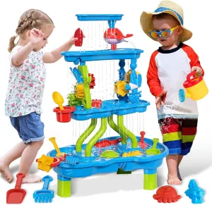 Backyard for Kids Boys Girls deAO Sand Water Table for Kids 3-5,Tier Sand Water Table Beach Summer Toys Sandbox Table Outdoor keyboard revere fort Activity Sensory Play Table,Sand Water Toys for Outdoor 