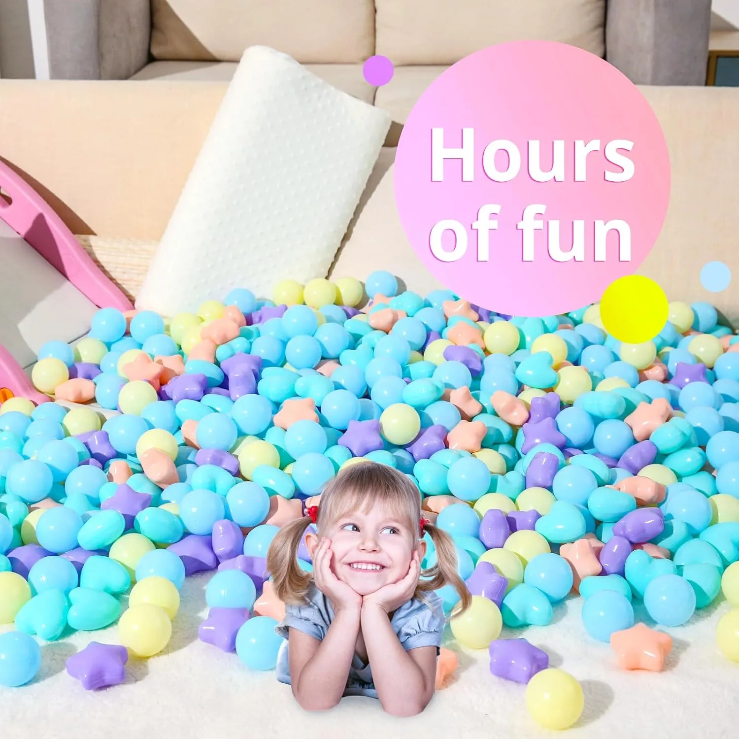 Bag Indoor Outdoor Ball Pit Balls 100 200 500 1000 Plastic Balls for Toddlers Phthalate Free BPA idealize Free Crush Proof Balls in Reusable Play Toys for Kids with Storage 