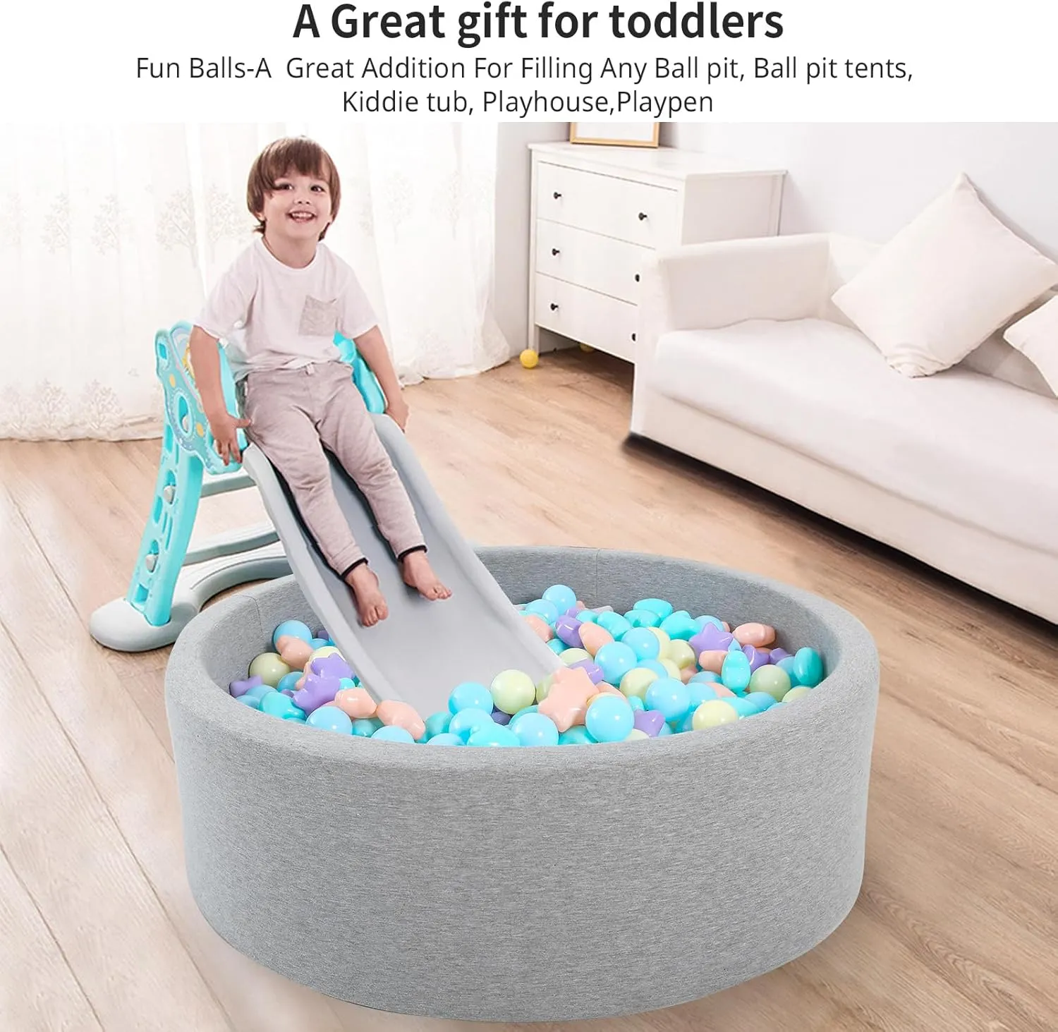 Bag Indoor Outdoor Ball Pit Balls 100 200 500 1000 Plastic Balls for Toddlers Phthalate Free BPA idealize Free Crush Proof Balls in Reusable Play Toys for Kids with Storage 