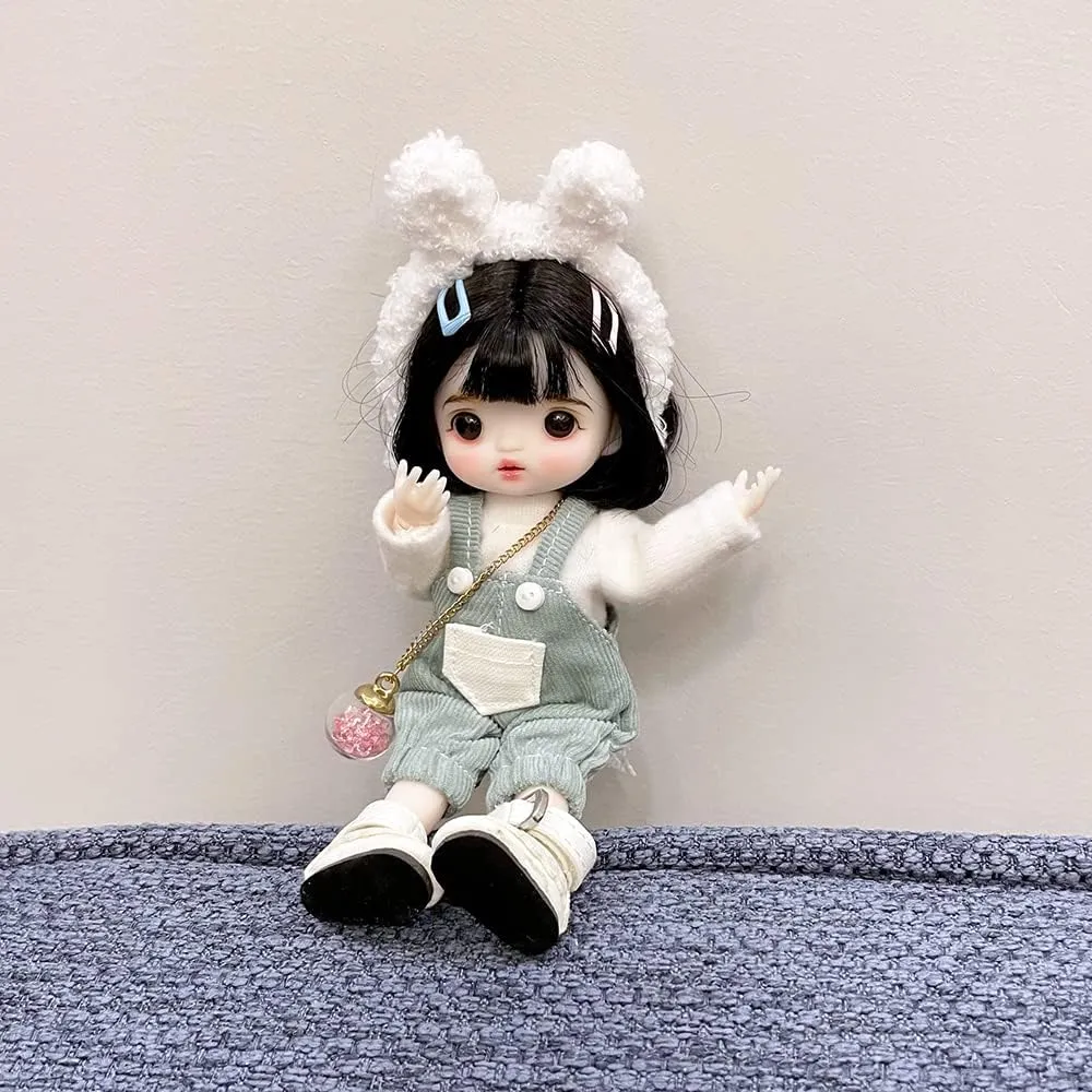 Ball Jointed Girl Doll, with aesthetic lunge pennycress potato Fashion Clothes Full Set Outfits Shoes Wigs Face Makeup, Xmas Gifts for Girls (5#) 16cm Mini BJD Dolls, 1/8 